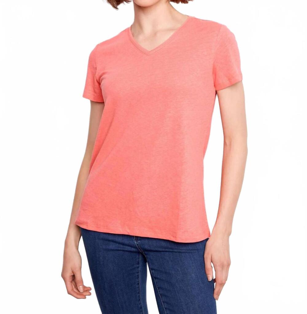 NEW CHARLIE B linen blend v-neck t-shirt in sorbet